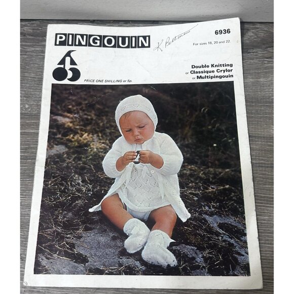 Vintage Pingouin Knitting Pattern Booklet Baby Outfit Design Paperback - Picture 1 of 3